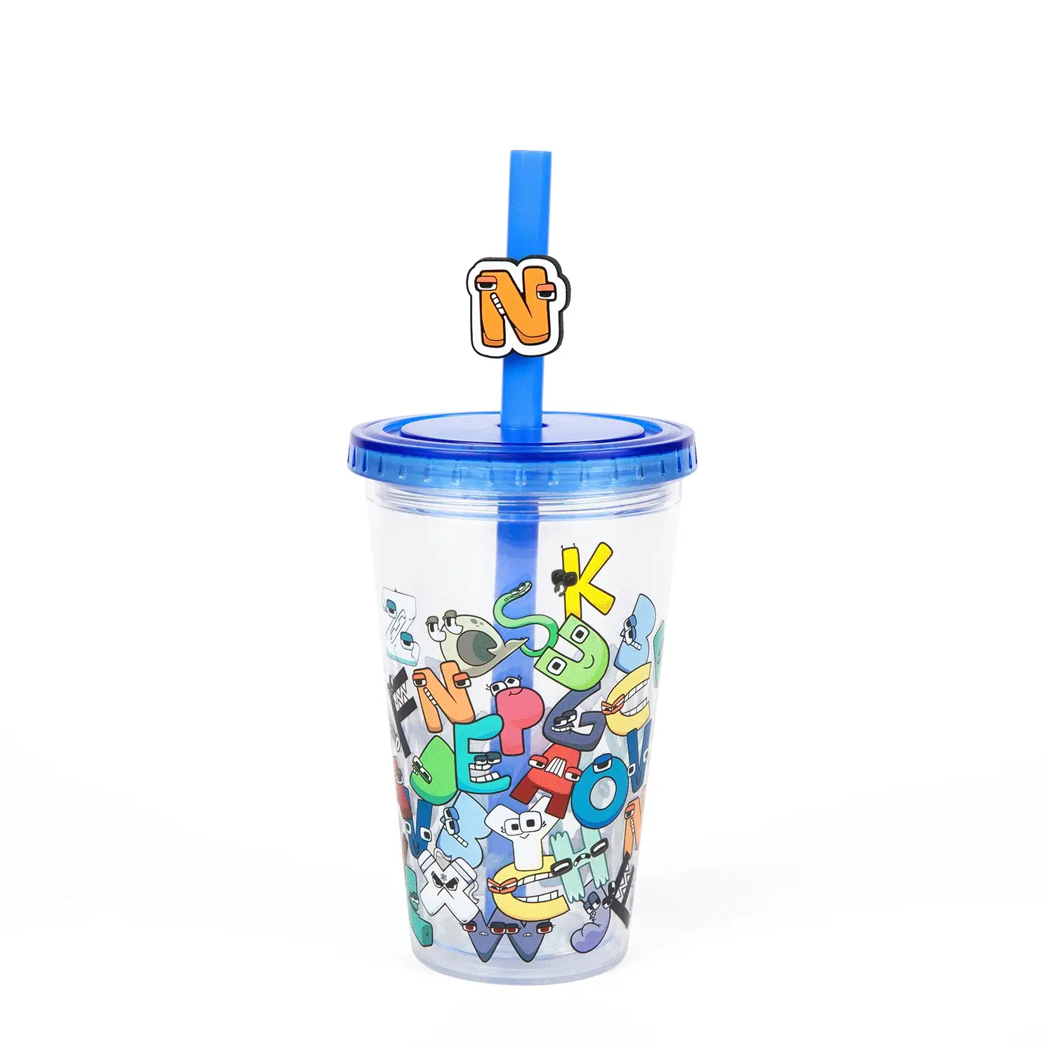 ALPHABET LORE - Letter Jumble Tumbler (6" Drinkware w/ Boba Straw, Screw-Top Lid & 3D Charm) - Image 5