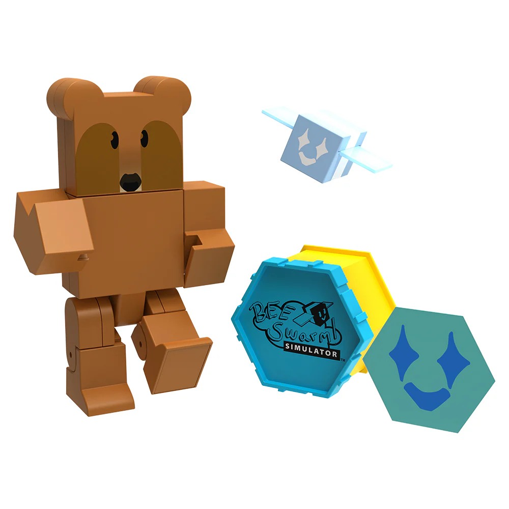 BEE SWARM - Brown Bear Action Figure Pack w/ Mystery Bee & Honeycomb Case (5” Articulated Figure & Bonus Items, Series 1) - Image 2