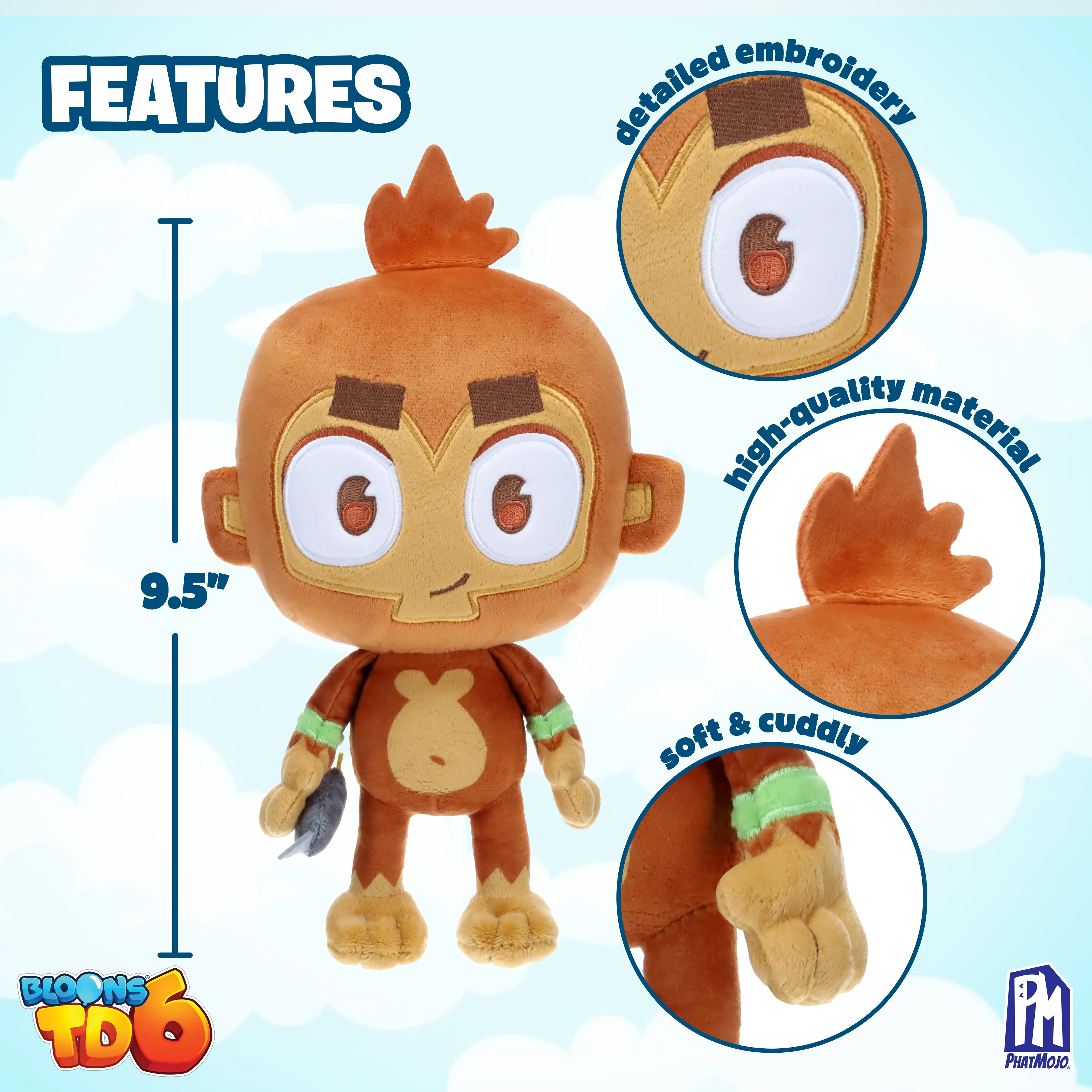 BLOONS - Dart Monkey Deluxe Plush (9.5" Tall, Series 1) [Includes DLC] - Image 3