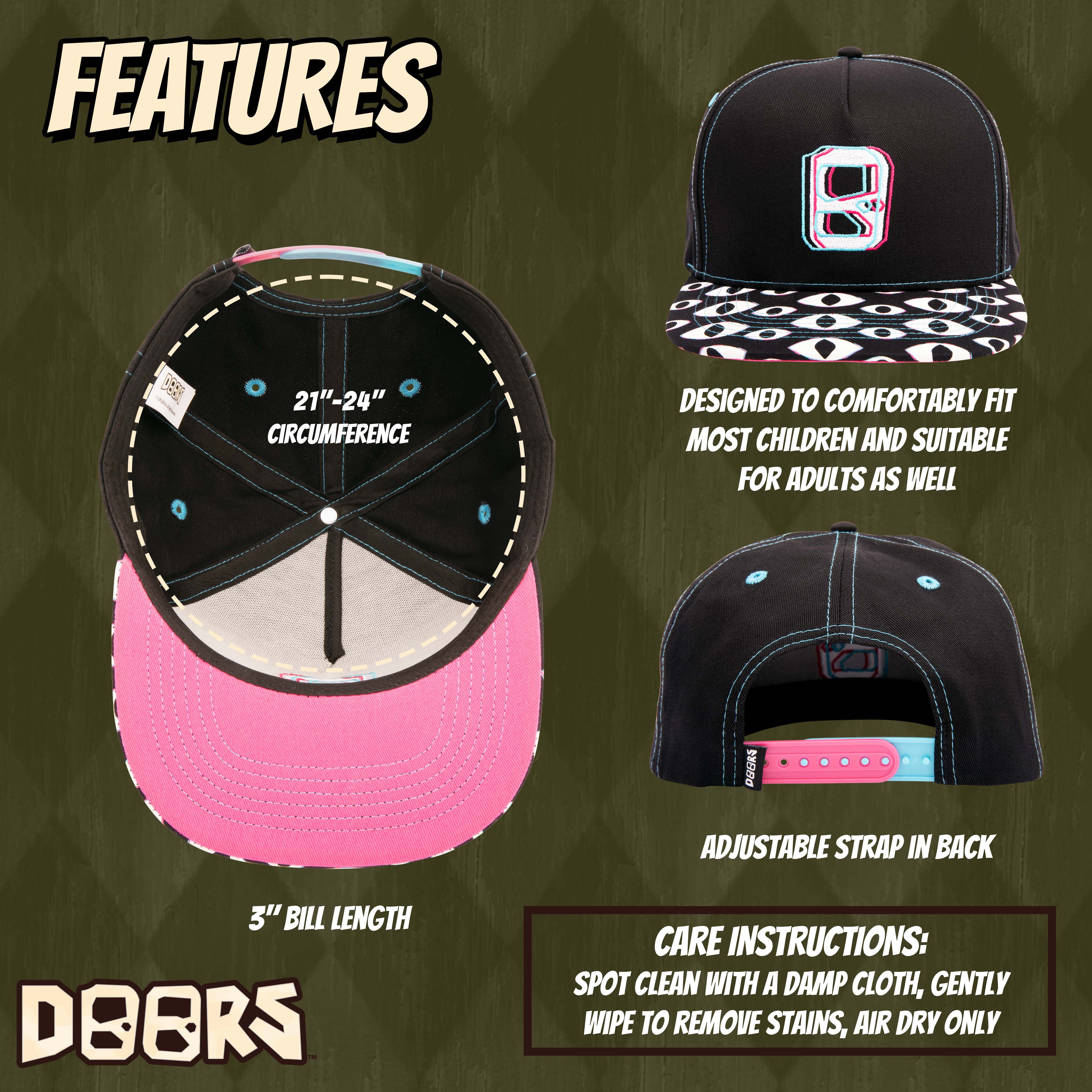 DOORS - Logo Embroidered Snapback Cap (Adjustable Unisex) - Image 3