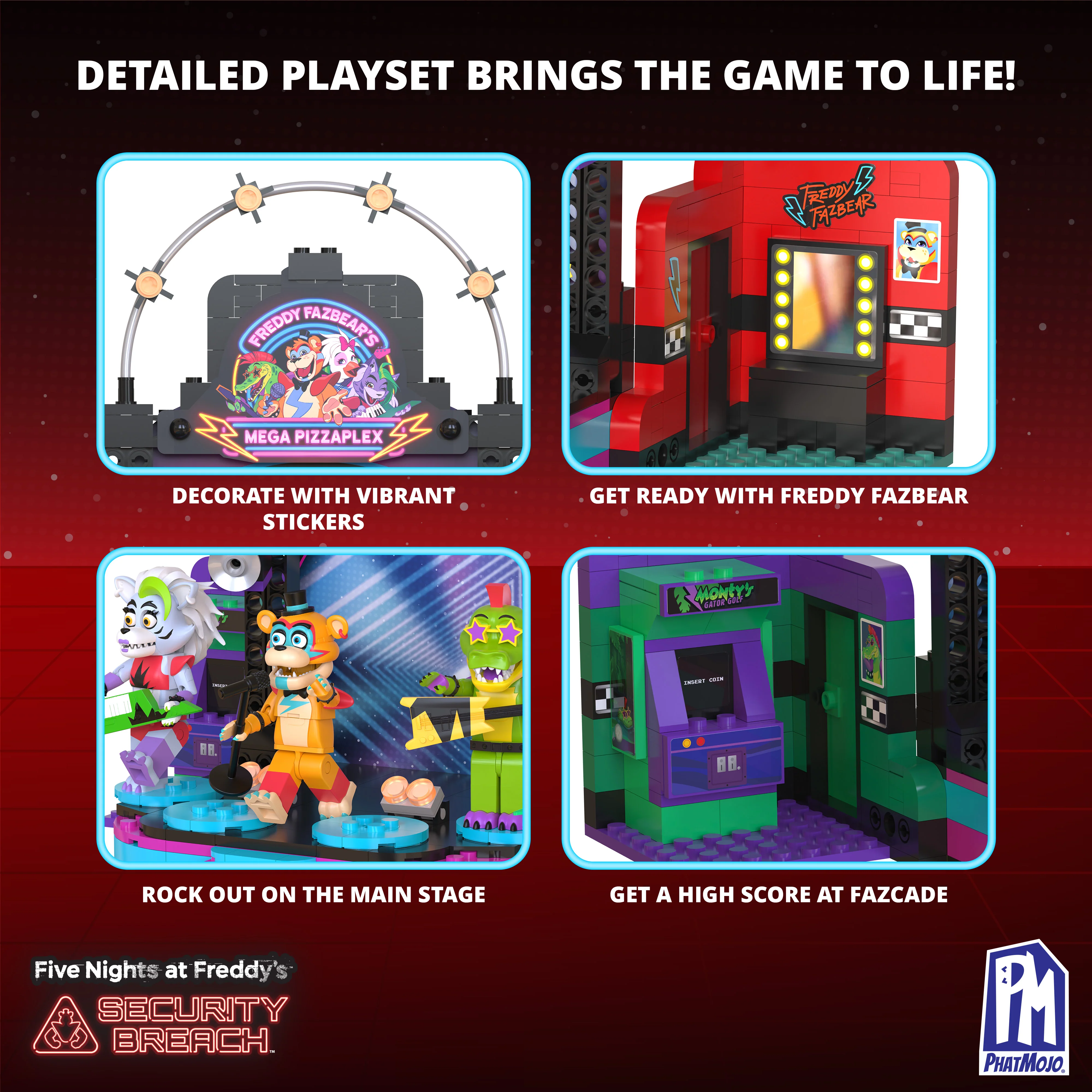 FIVE NIGHTS AT FREDDY’S - Phat$tacks Mega Pizzaplex Deluxe Buildable Playset (454 pieces, Series 1) - Image 4