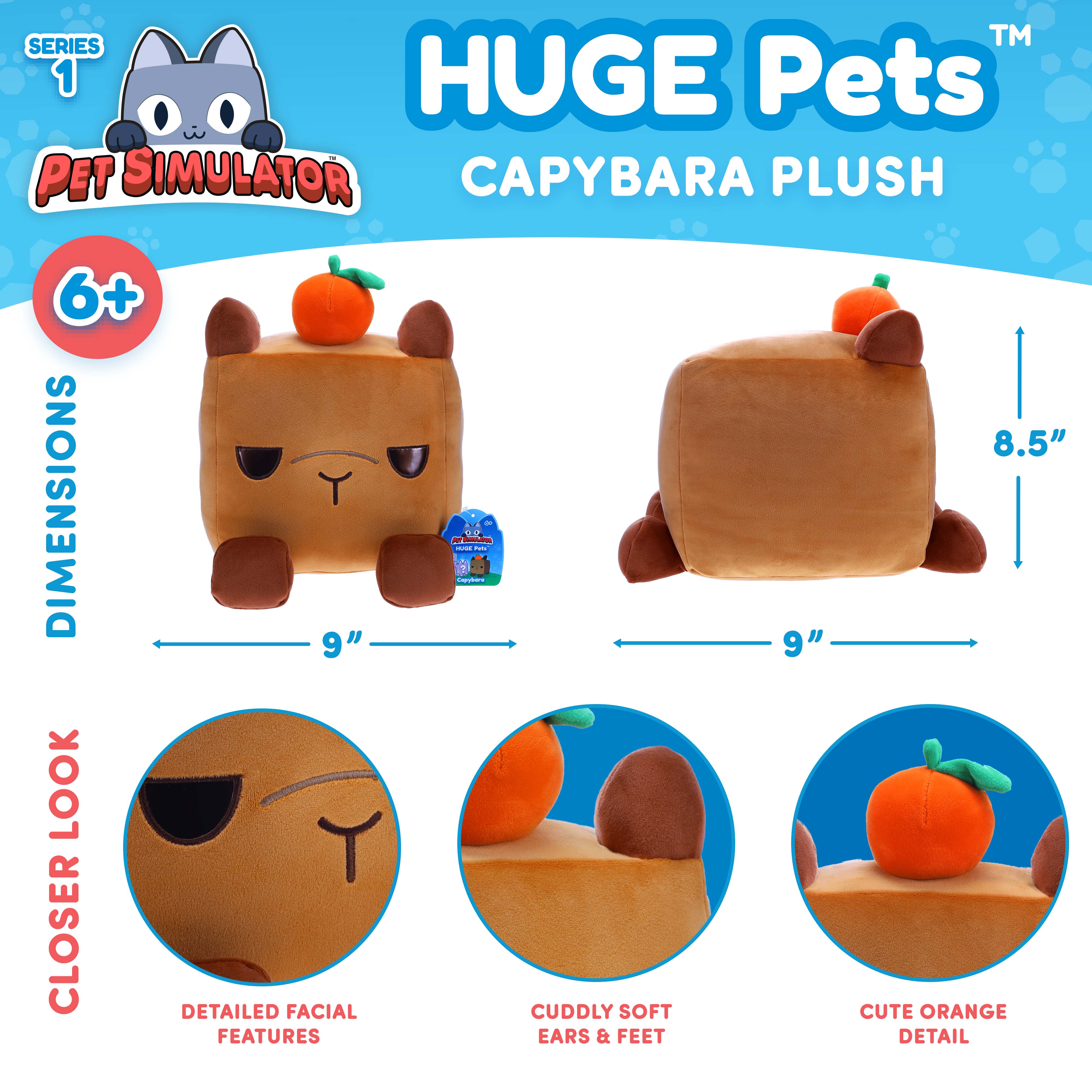 PET SIMULATOR - Capybara HUGE Pet Plush (8.5" Tall, Series 1) [Includes DLC] - Image 4