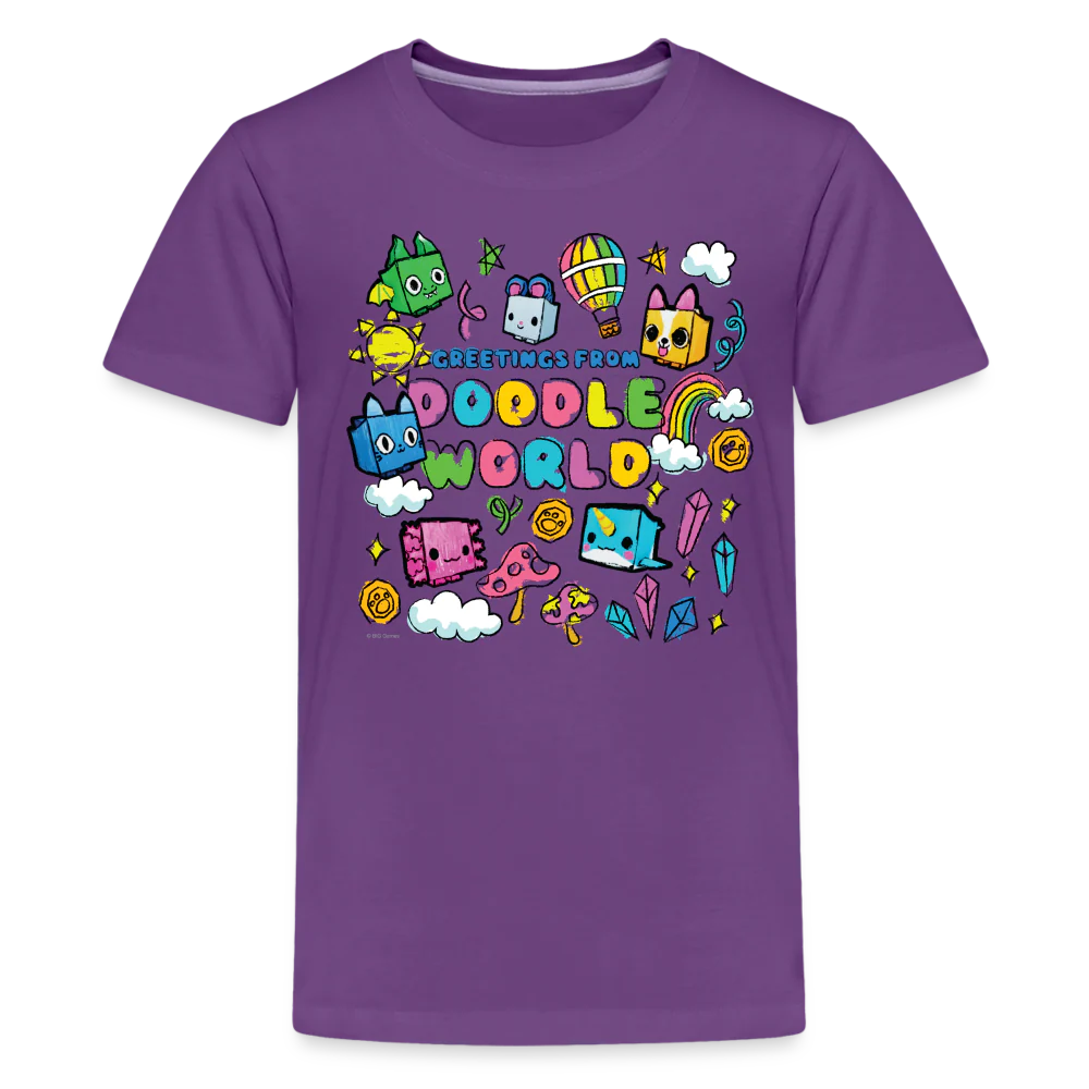 PET SIMULATOR - Doodle World Greetings T-Shirt (Youth) - Image 3