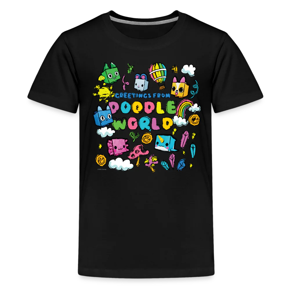 PET SIMULATOR - Doodle World Greetings T-Shirt (Youth) - Image 5
