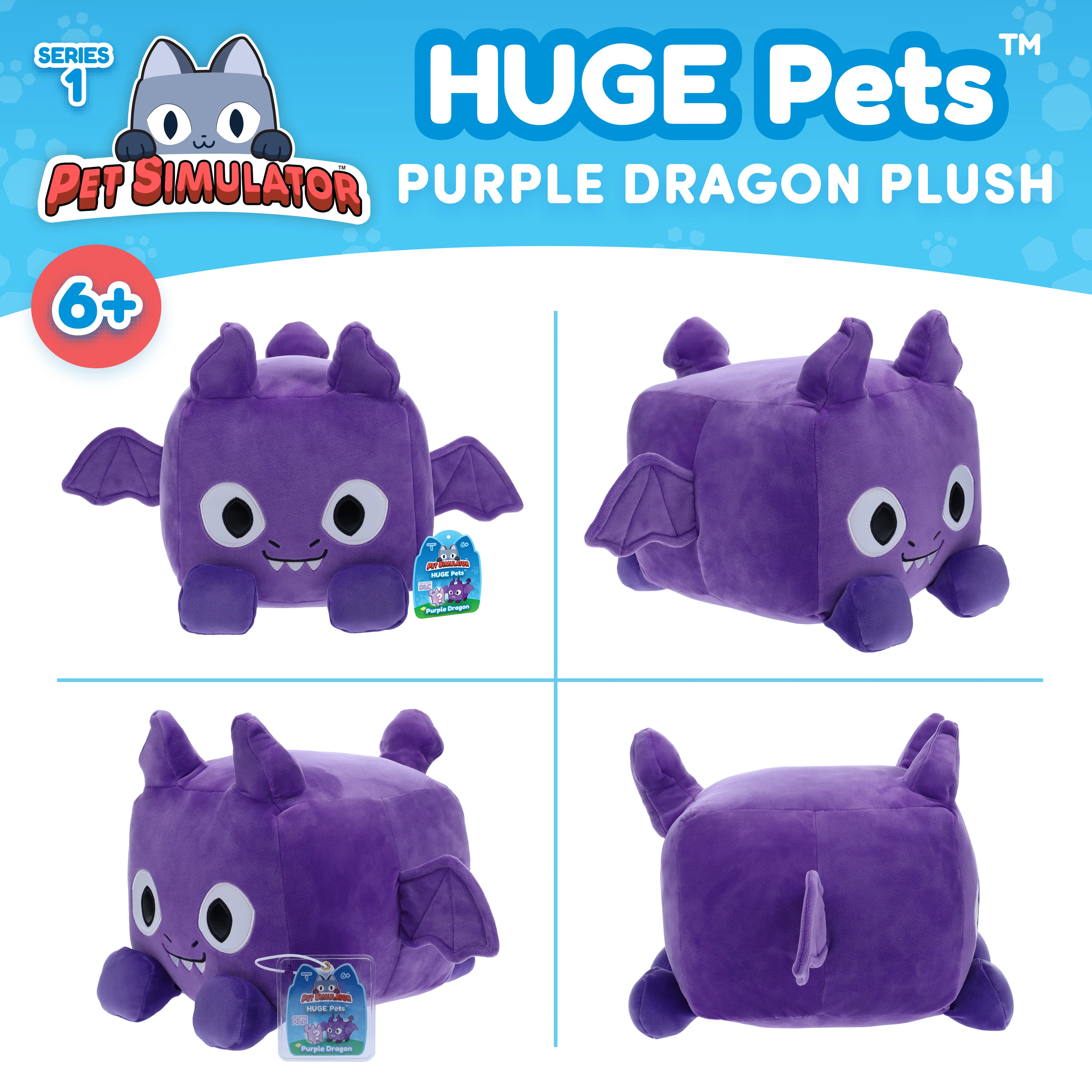 PET SIMULATOR - Purple Dragon HUGE Pet Plush (8.5" Tall, Series 1) [Includes DLC] - Image 6