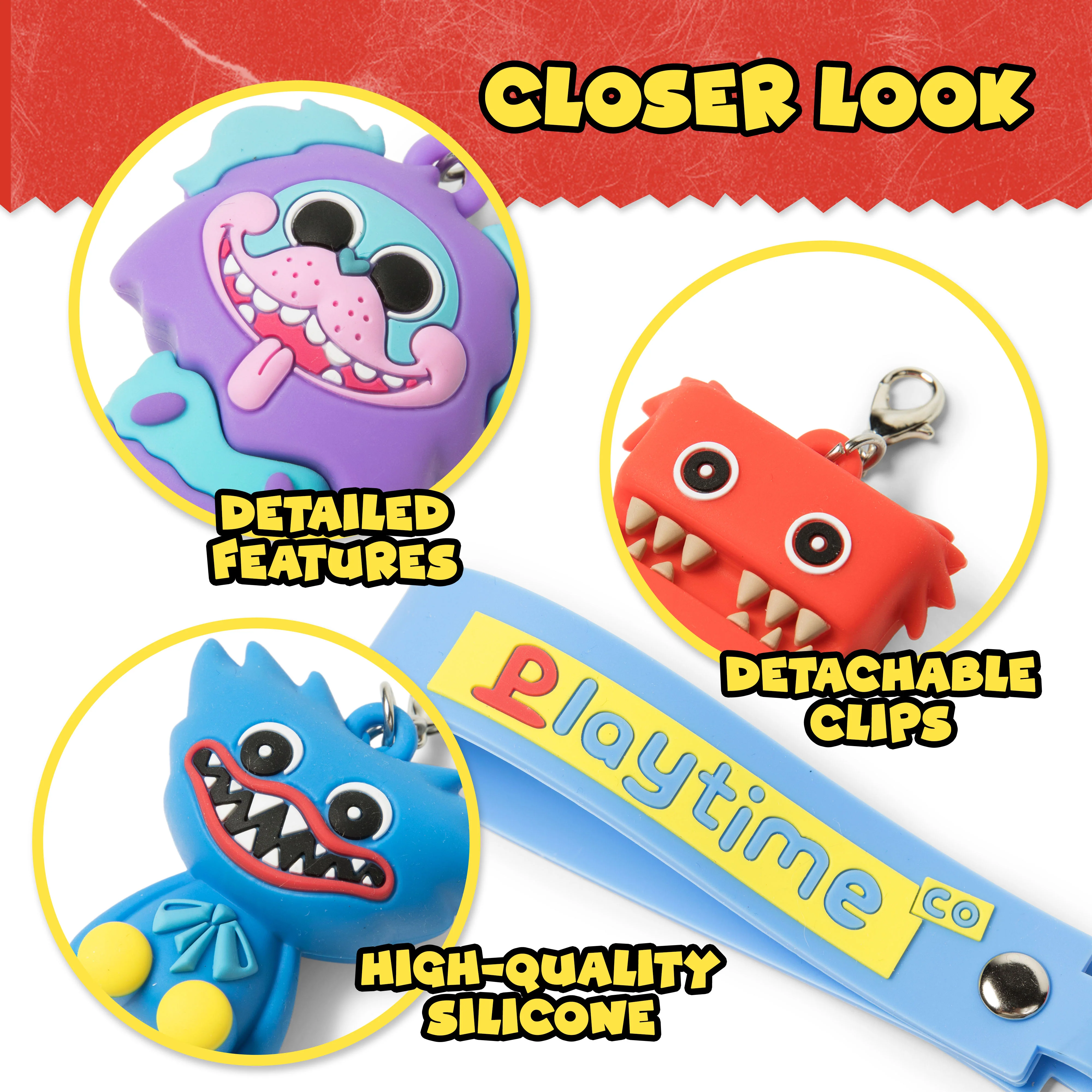 POPPY PLAYTIME - 3D Charm Silicone Keychain w/ Wristband (1.75" Characters) - Image 6