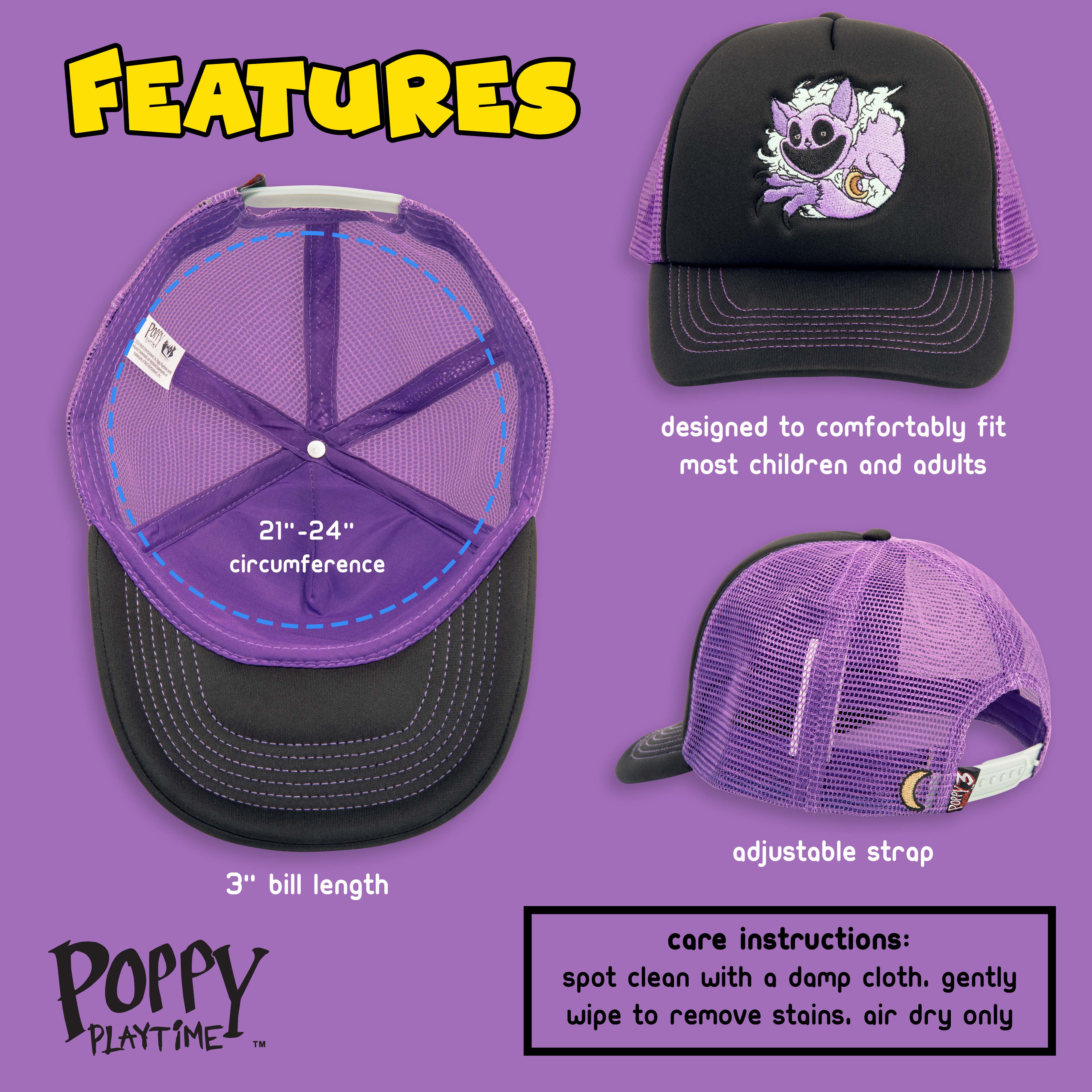 POPPY PLAYTIME - CatNap Embroidered Mesh Cap (Adjustable Unisex) - Image 3