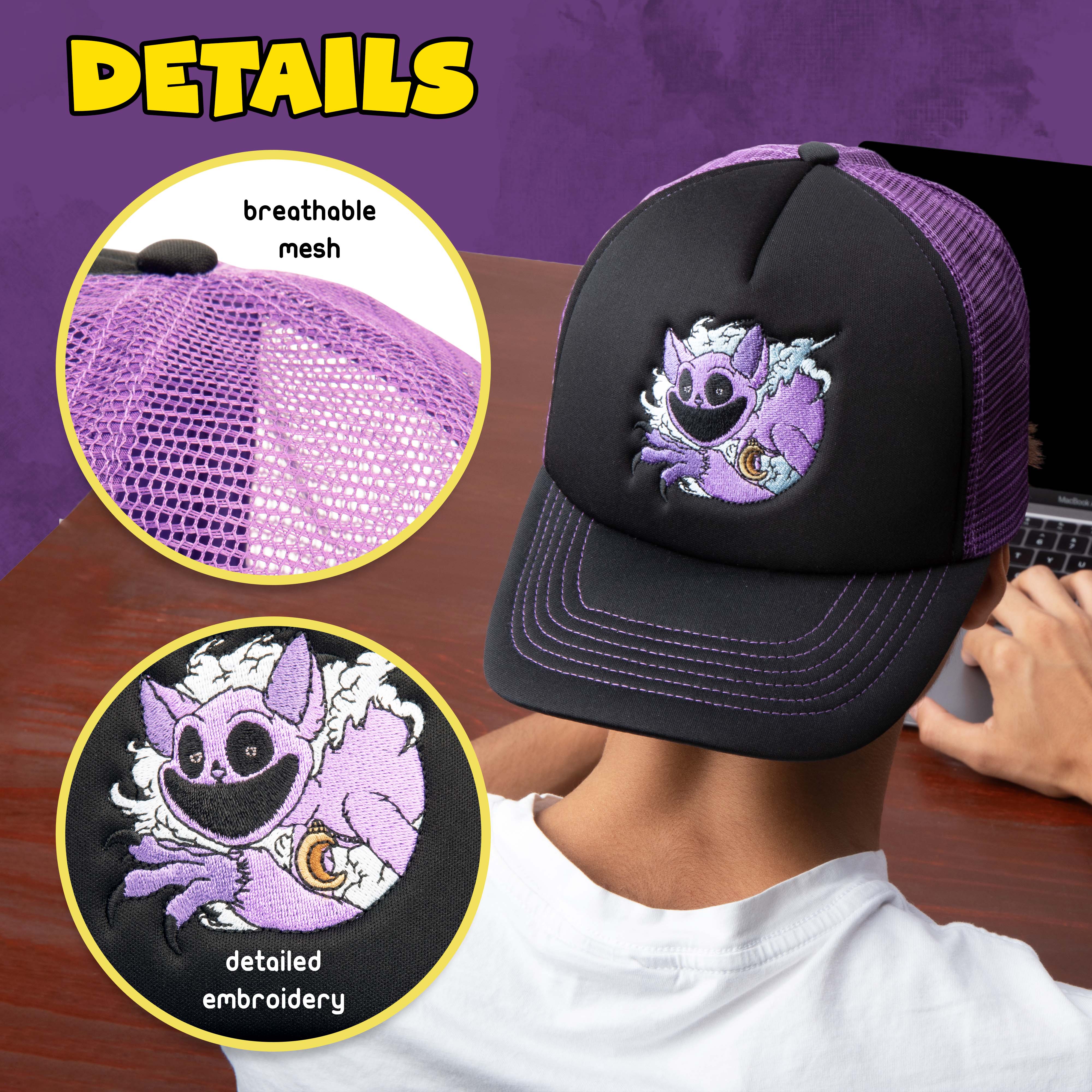 POPPY PLAYTIME - CatNap Embroidered Mesh Cap (Adjustable Unisex) - Image 4