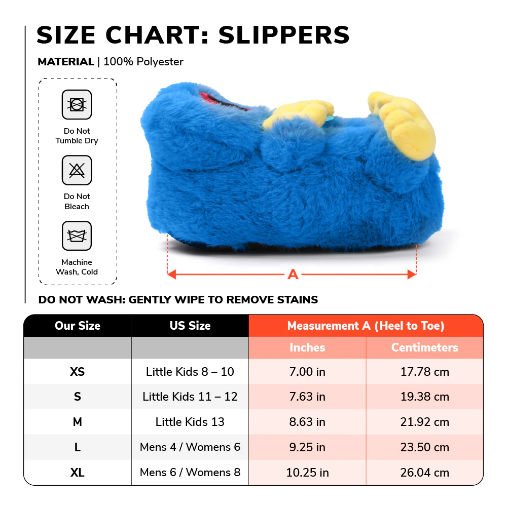 POPPY PLAYTIME - Huggy Wuggy Fuzzy Plush Slippers (3D Body & Bow w/ Embroidery, Unisex) - Image 8