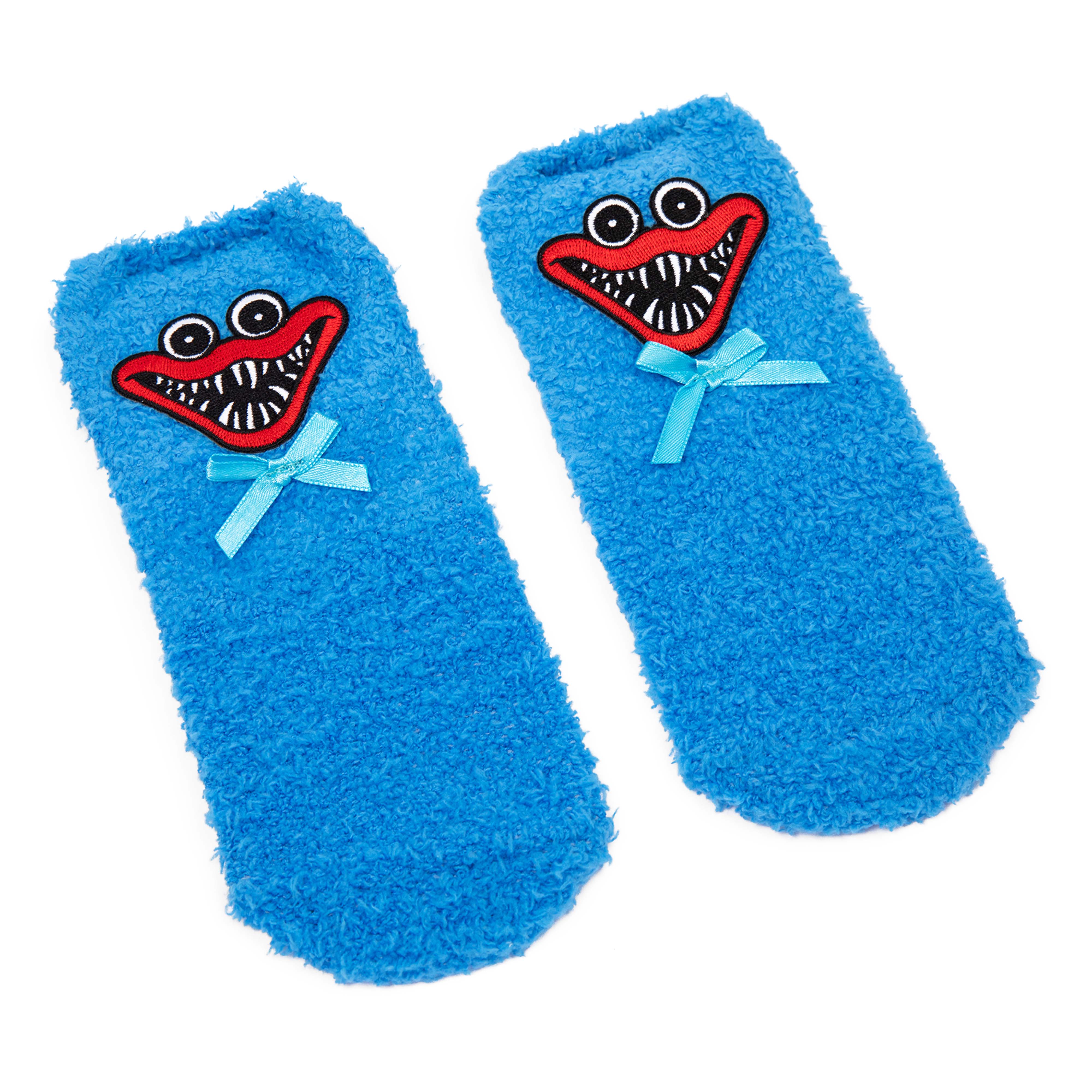 POPPY PLAYTIME - Huggy Wuggy Fuzzy Socks 2-Pack (w/ Embroidered Patch & 3D Bow, Unisex) - Image 5
