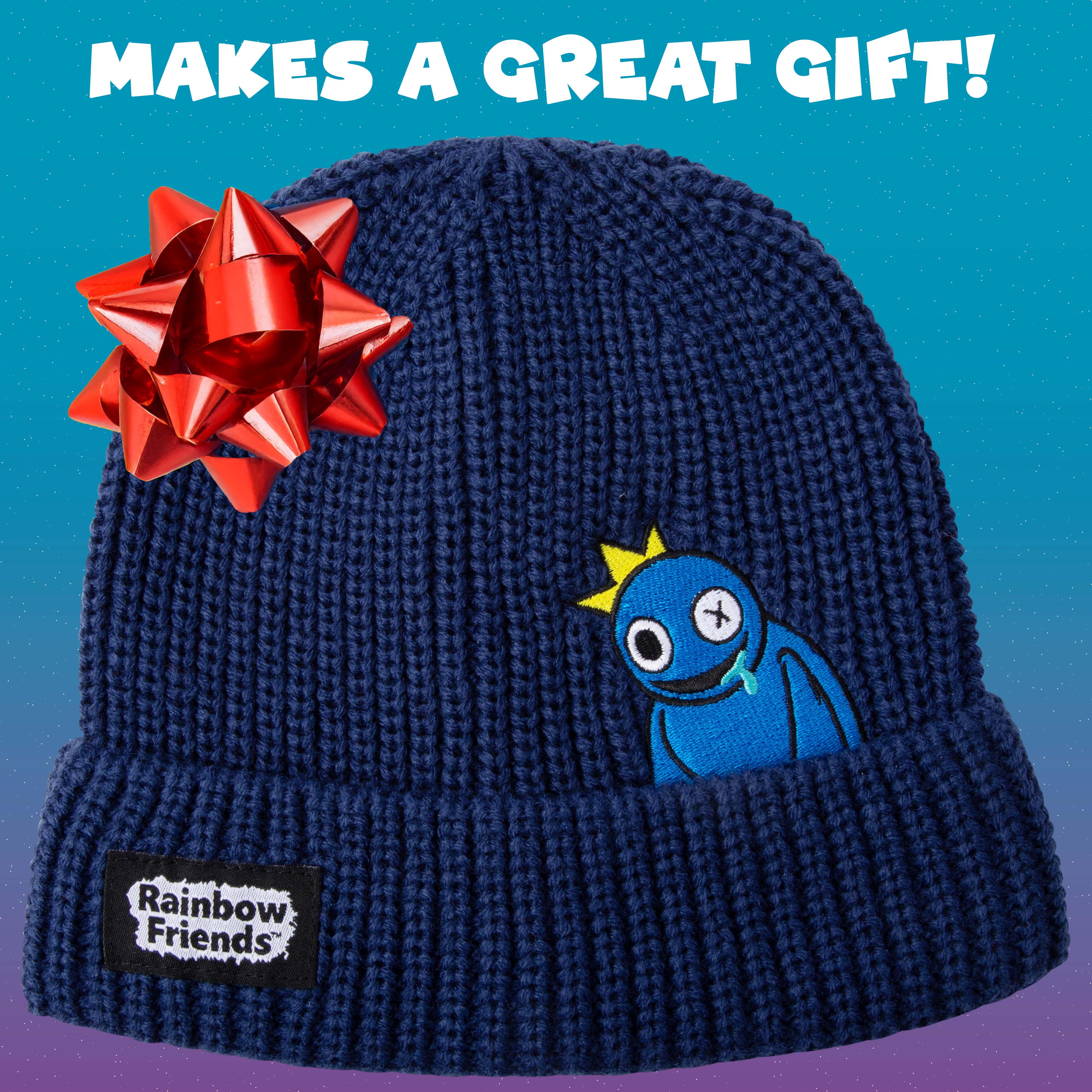 RAINBOW FRIENDS - Peeking Blue Embroidered Ribbed Beanie (Unisex) - Image 5