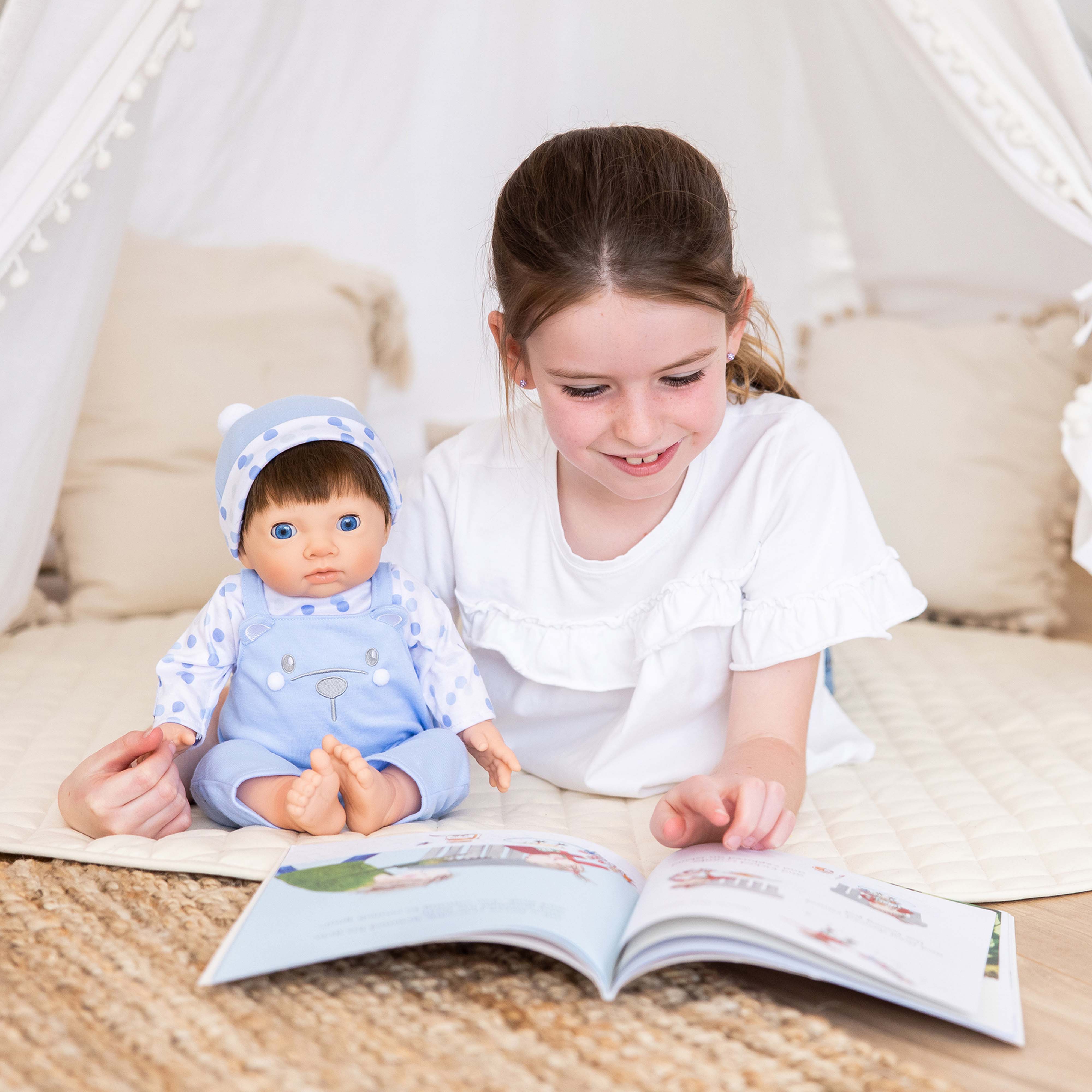 TINY TREASURES - Baby Doll w/ Blue Bear Outfit (17" Tall) - Image 3