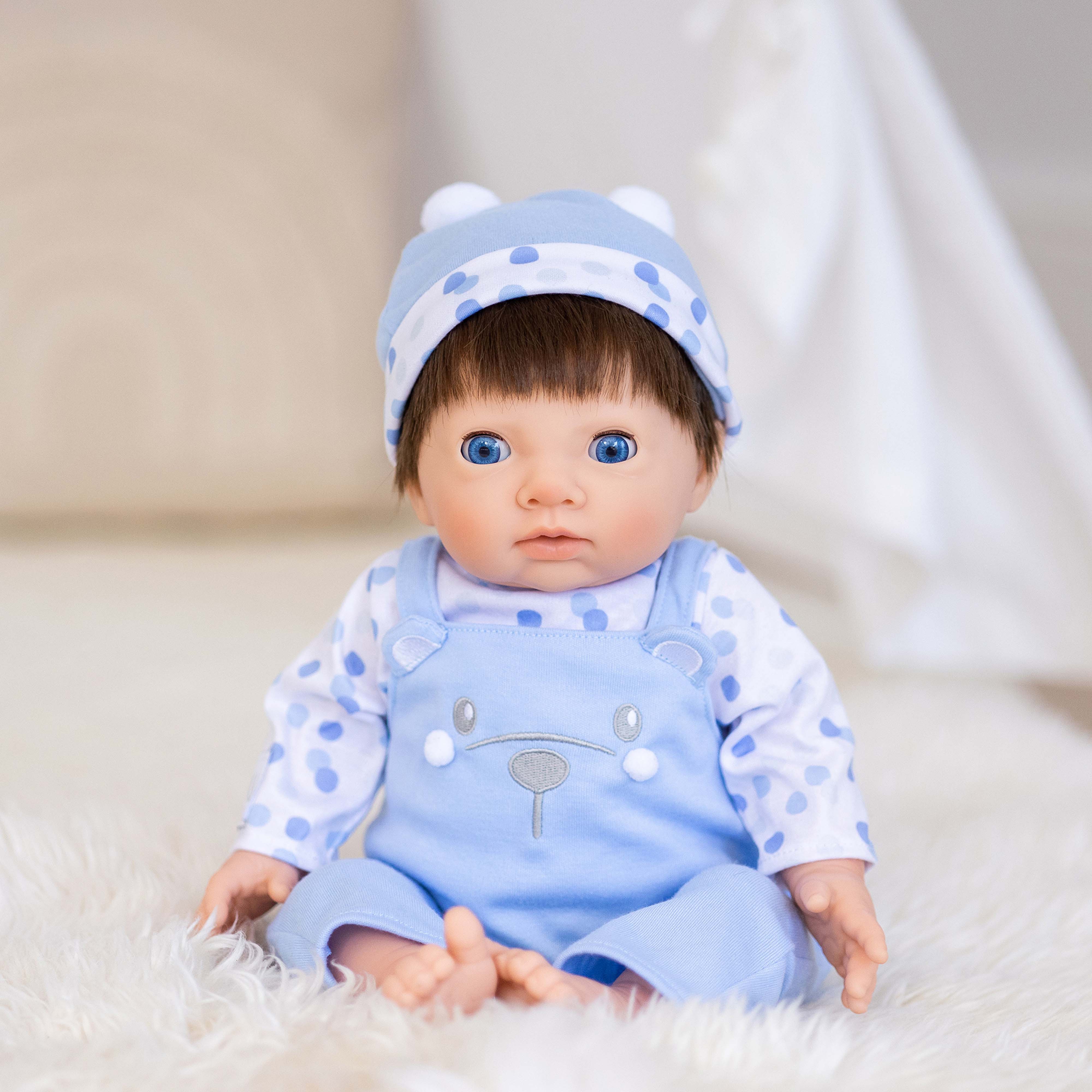 TINY TREASURES - Baby Doll w/ Blue Bear Outfit (17" Tall) - Image 5