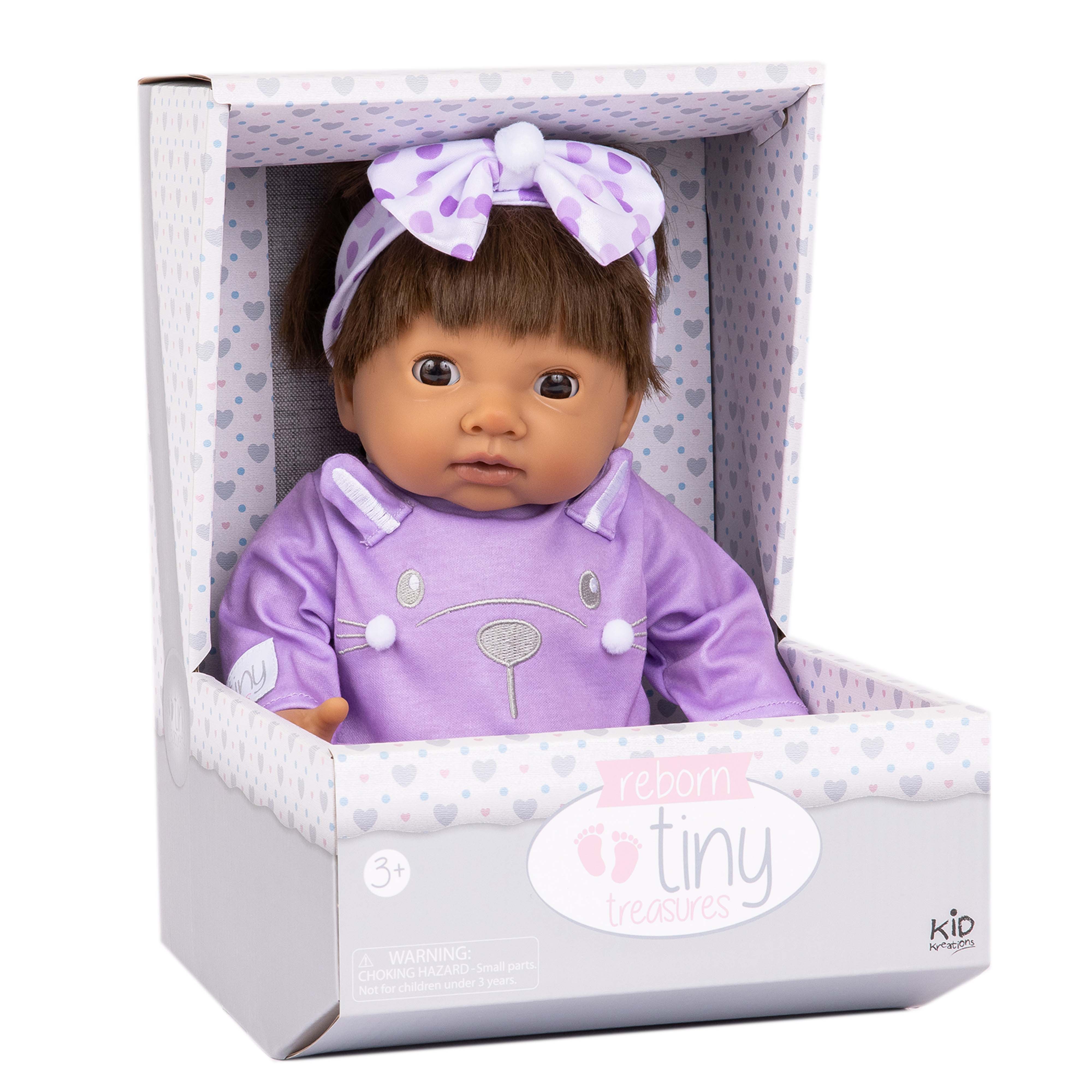 TINY TREASURES - Baby Doll w/ Lilac Bunny Outfit (17" Tall) - Image 8