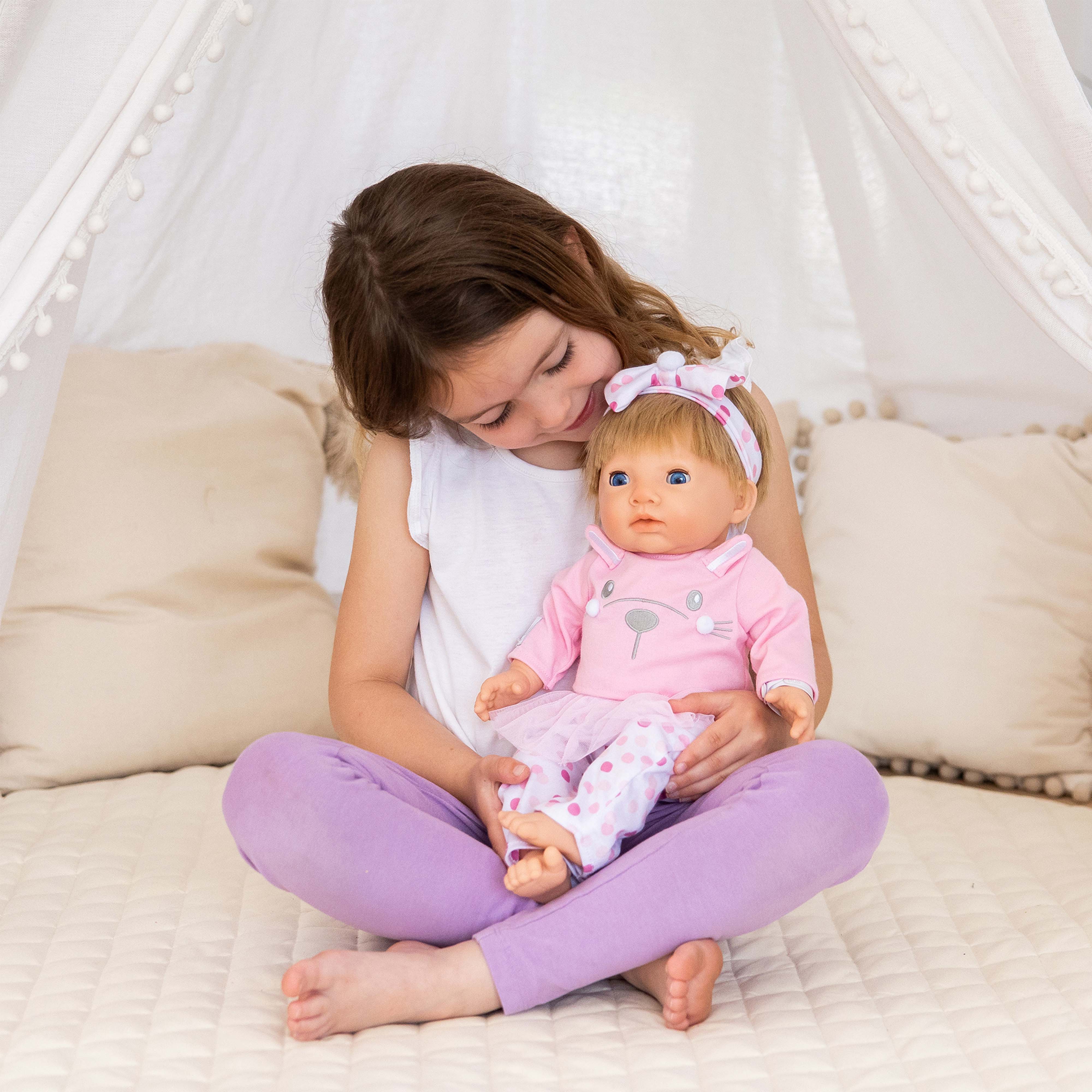 TINY TREASURES - Baby Doll w/ Pink Bunny Outfit (17" Tall) - Image 9